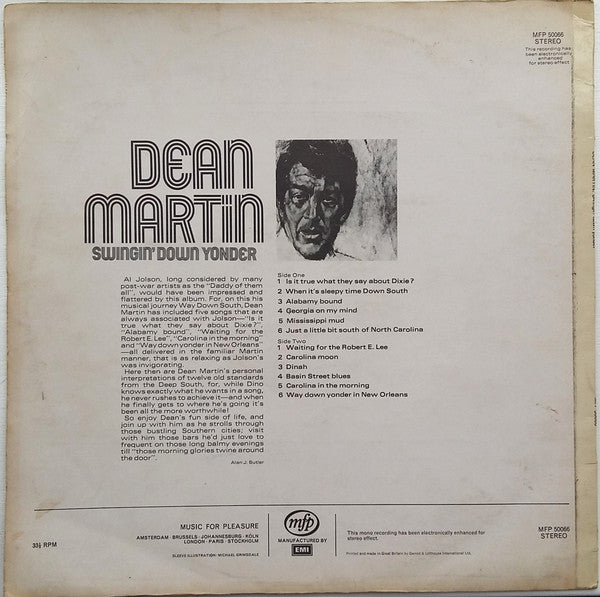 Dean Martin : Swingin' Down Yonder (LP, Album, RE)