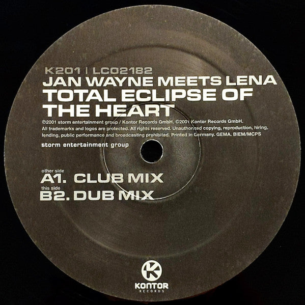 Jan Wayne Meets Lena (2) : Total Eclipse Of The Heart (12")