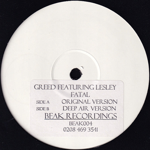 Greed (2) Featuring Lesley : Fatal (12", W/Lbl)