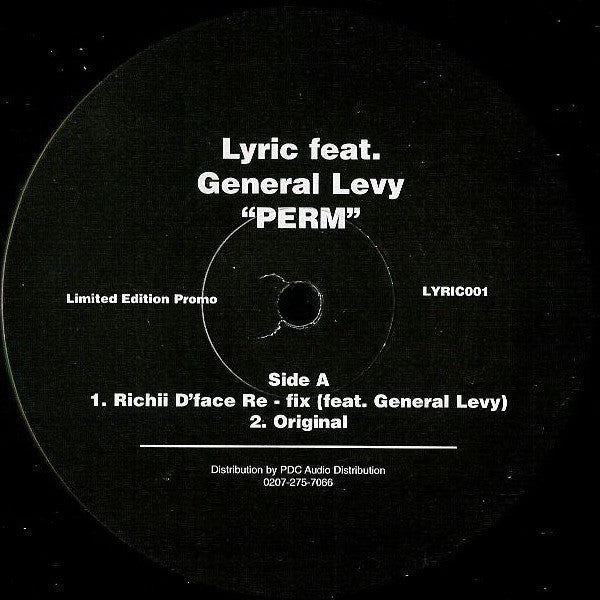 Lyric (3) Feat. General Levy : Perm (12", Ltd, Promo)