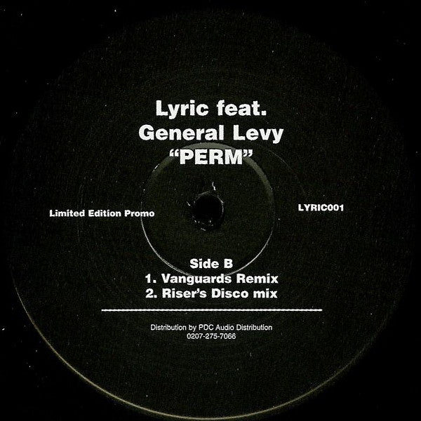 Lyric (3) Feat. General Levy : Perm (12", Ltd, Promo)