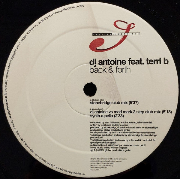 DJ Antoine Feat. Terri B* : Back & Forth (12")
