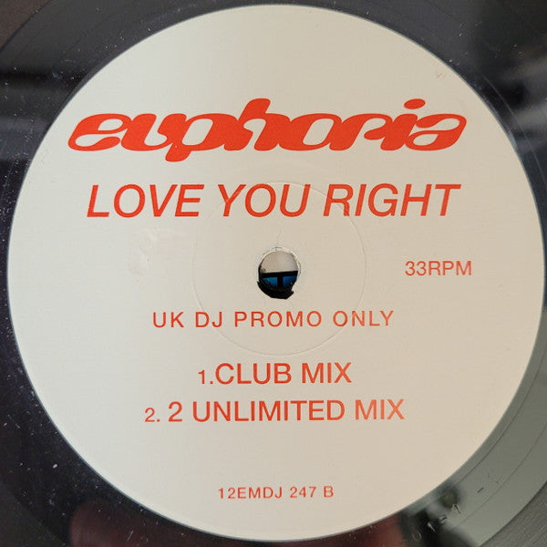 Euphoria (4) : Love You Right (12", Promo)