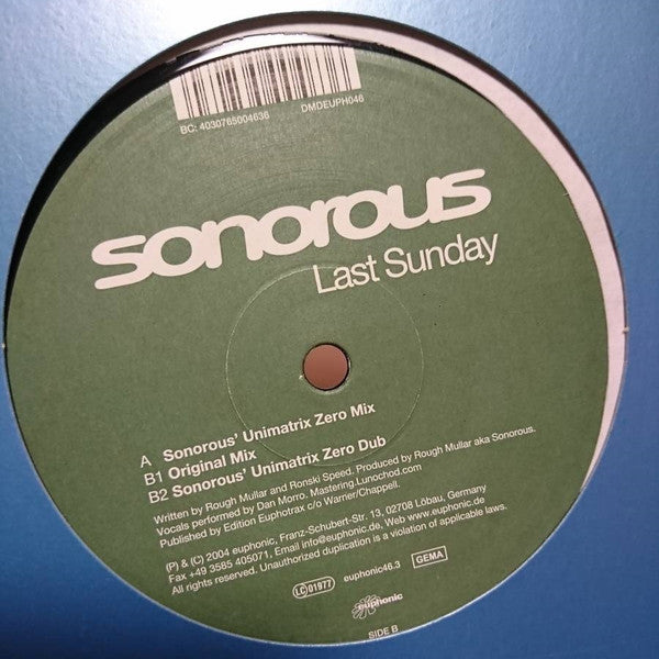 Sonorous : Last Sunday (12")