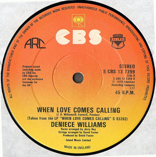 Deniece Williams : I've Got The Next Dance (Disco Mix) / When Love Comes Calling (12")