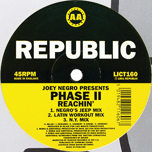 Joey Negro Presents Phase II : Reachin' (12", EP)
