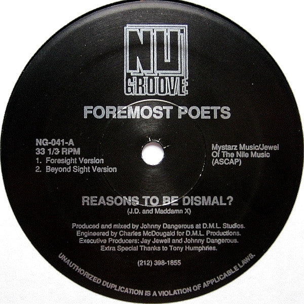 Foremost Poets : Reasons To Be Dismal? (12")