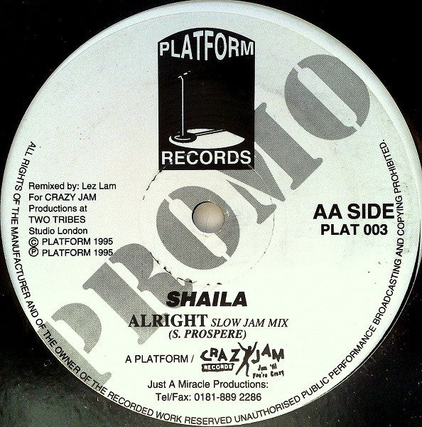 Shaila* : Undercover Friend (T.K.O Mix) / Alright (Slow Jam Mix) (12", Promo)