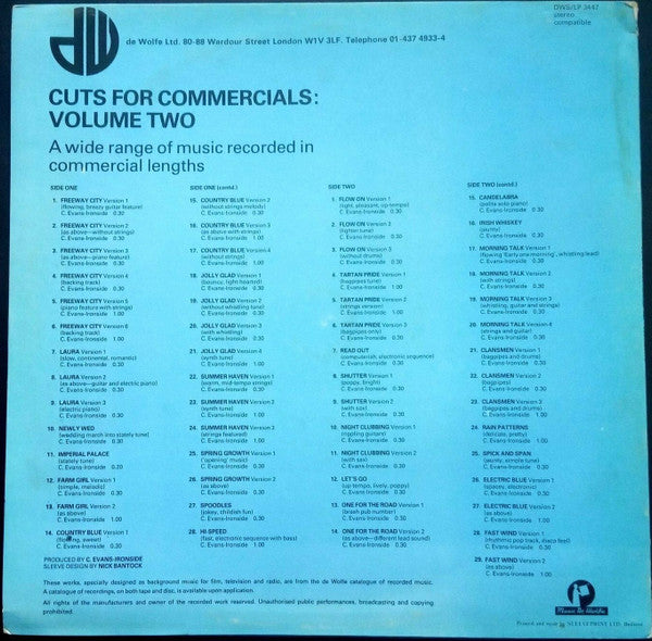 C. Evans-Ironside* : Cuts For Commercials: Volume 2 (LP)