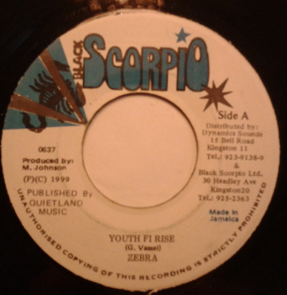 Zebra (3) / Black Mice : Youth Fi Rise / Real Gangster (7")