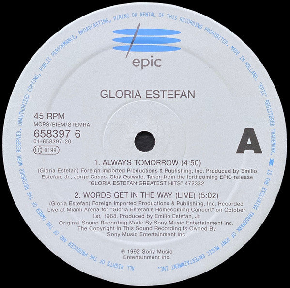 Gloria Estefan : Always Tomorrow (12", Single)