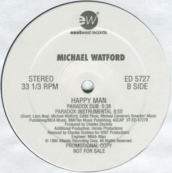 Michael Watford : Happy Man (12", Promo, Bla)