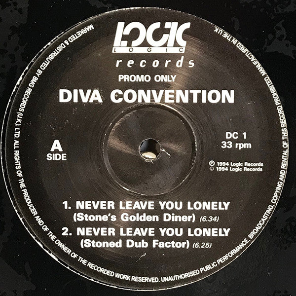 Diva Convention : Never Leave You Lonely (12", Promo)
