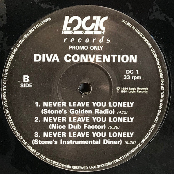 Diva Convention : Never Leave You Lonely (12", Promo)