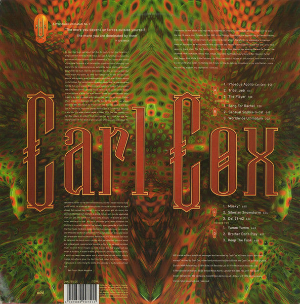Carl Cox : At The End Of The Cliché (2xLP, Album)