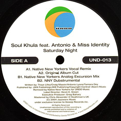 Soul Khula : Saturday Night (12")