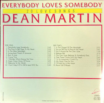 Dean Martin : Everybody Loves Somebody (20 Love Songs) (LP, Comp)