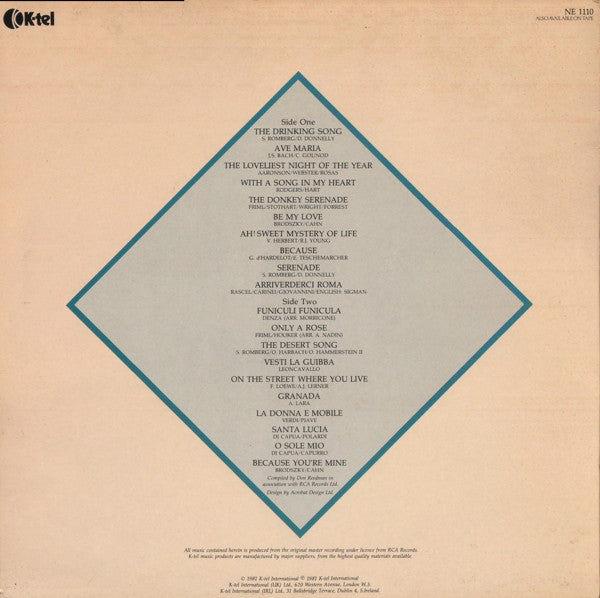 Mario Lanza : The Legendary Mario Lanza (LP, Comp)