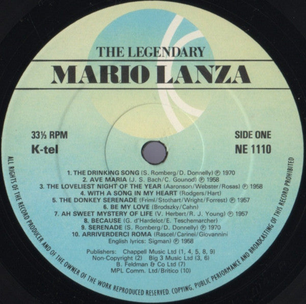 Mario Lanza : The Legendary Mario Lanza (LP, Comp)