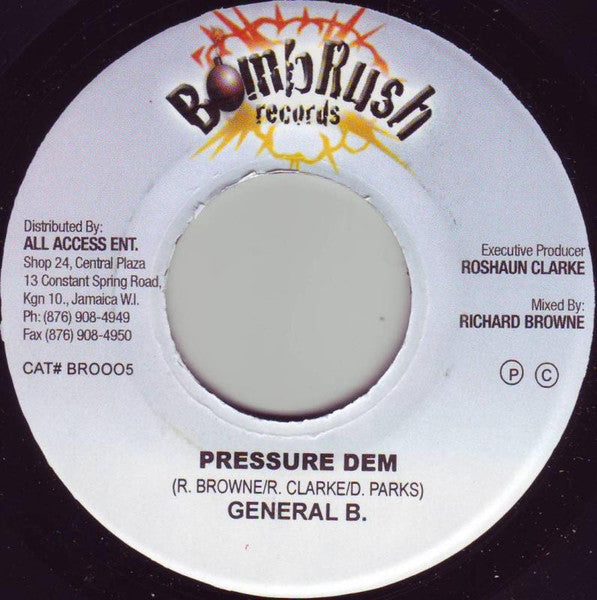 Monster Shok* / General B.* : Ganja Baby / Pressure Dem (7")