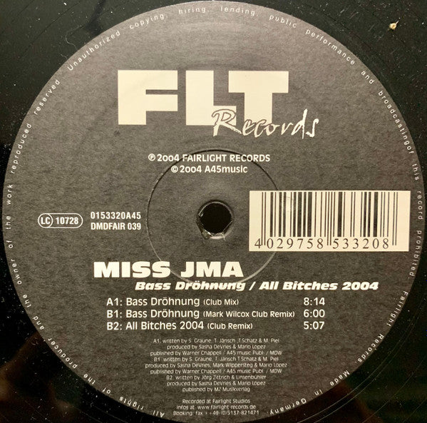 Miss JMA : Bass Dröhnung / All Bitches 2004 (12")