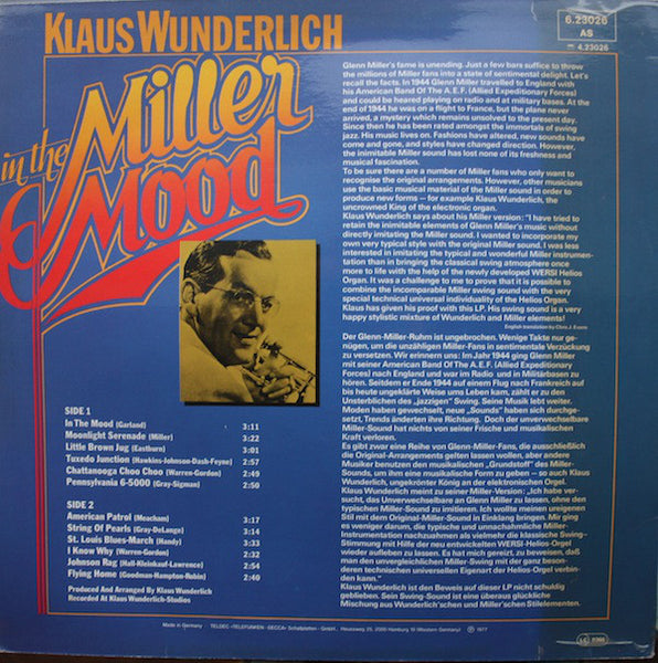 Klaus Wunderlich : In The Miller Mood - Klaus Wunderlich Spielt Glenn Miller (LP, Album)