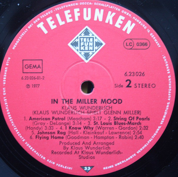 Klaus Wunderlich : In The Miller Mood - Klaus Wunderlich Spielt Glenn Miller (LP, Album)