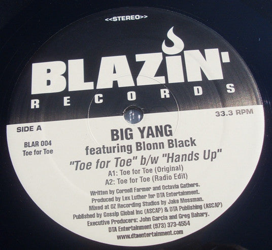 Big Yang (2) Featuring Blonn Black : Toe For Toe / Hands Up (12")