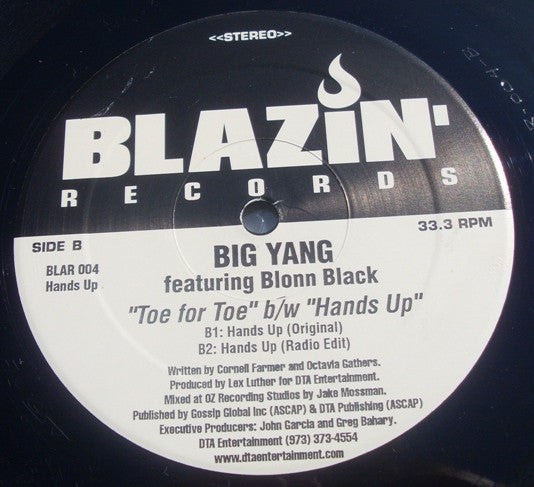 Big Yang (2) Featuring Blonn Black : Toe For Toe / Hands Up (12")