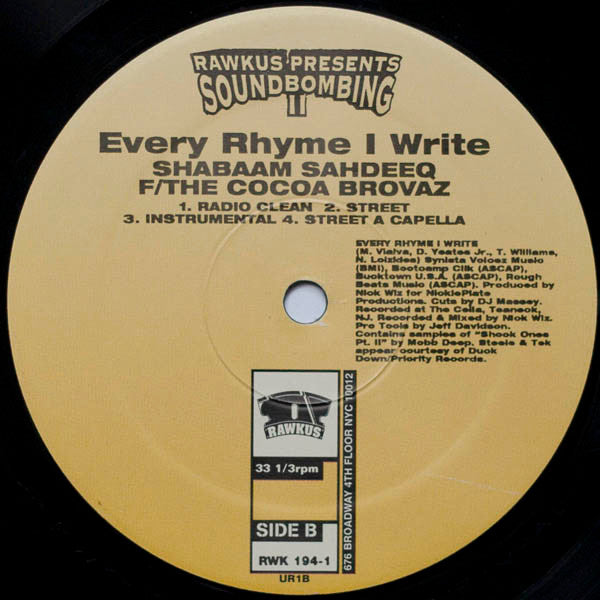 Reflection Eternal / Shabaam Sahdeeq F/ The Cocoa Brovaz* : On Mission / Every Rhyme I Write (12")