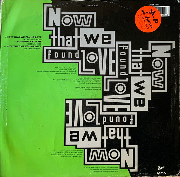 Heavy D. & The Boyz : Now That We Found Love (12", Single)