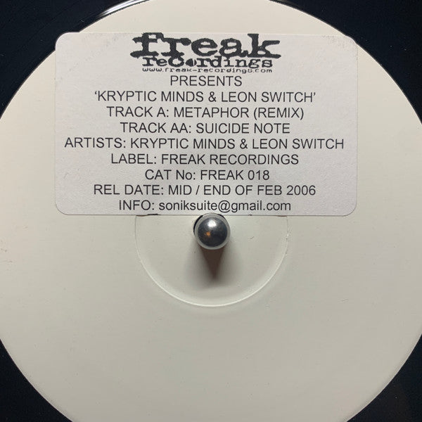 Kryptic Minds & Leon Switch / Dylan : Suicide Note / Metaphor (Kryptic Minds & Leon Switch Remix) (12", W/Lbl)