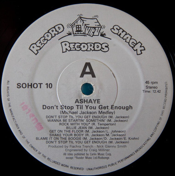 Ashaye : Don't Stop 'Til You Get Enough (12")