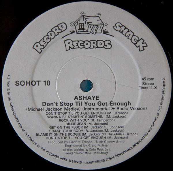 Ashaye : Don't Stop 'Til You Get Enough (12")