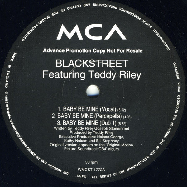 Blackstreet Featuring Teddy Riley : Baby Be Mine (12", Promo)