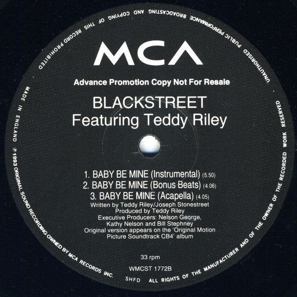 Blackstreet Featuring Teddy Riley : Baby Be Mine (12", Promo)