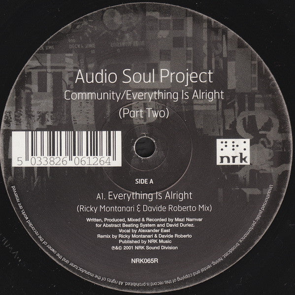 Audio Soul Project : Community / Everything Is Alright (Part Two) (12")