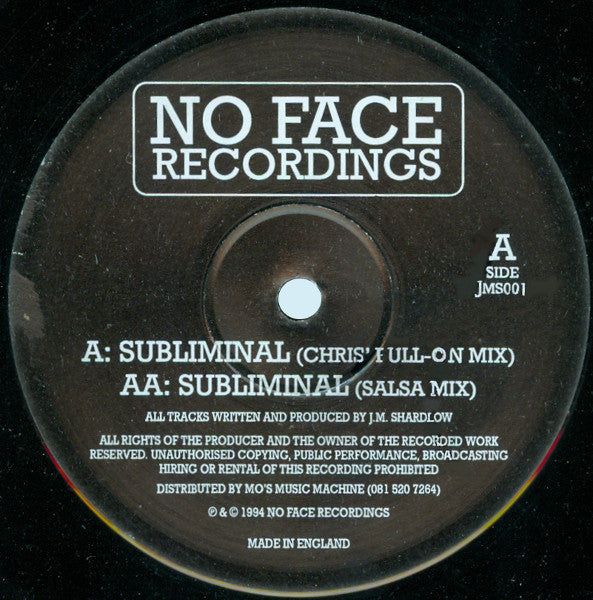 J.M. Shardlow : Subliminal (12")