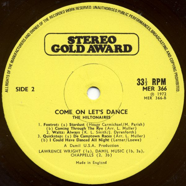 The Hiltonaires : Come On, Let's Dance (LP, Yel)