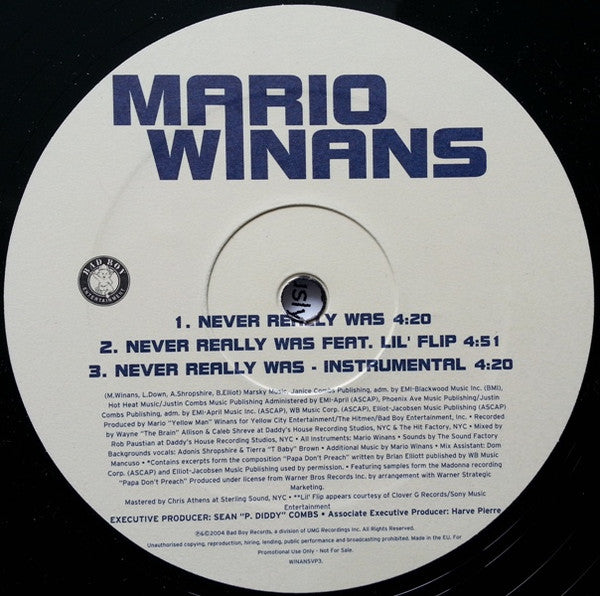 Mario Winans : Never Really Was (12", Promo)