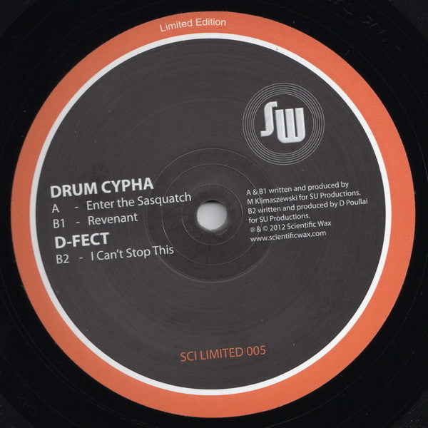 Drum Cypha / D-Fect : Enter The Sasquatch / Revenant / I Can't Stop This (12", Ltd)