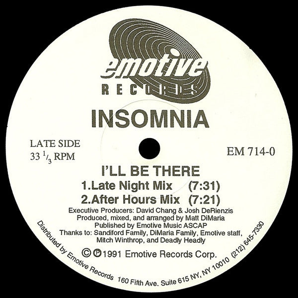 Insomnia : I'll Be There (12")