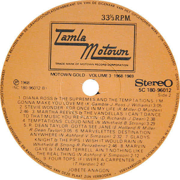Various : Motown Gold Volume 3 (1968-1969) (2xLP, Comp)