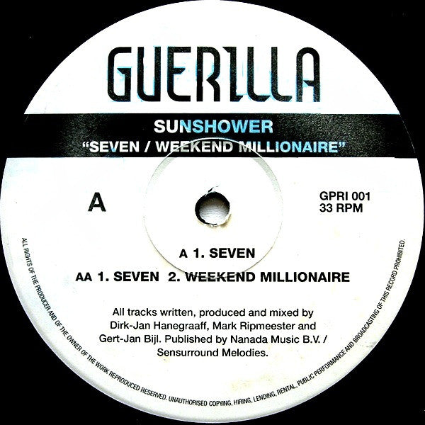 Sunshower : Seven / Weekend Millionaire (12")