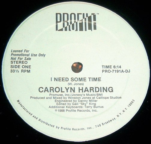 Carolyn Harding : I Need Some Time (12", Promo, Hau)