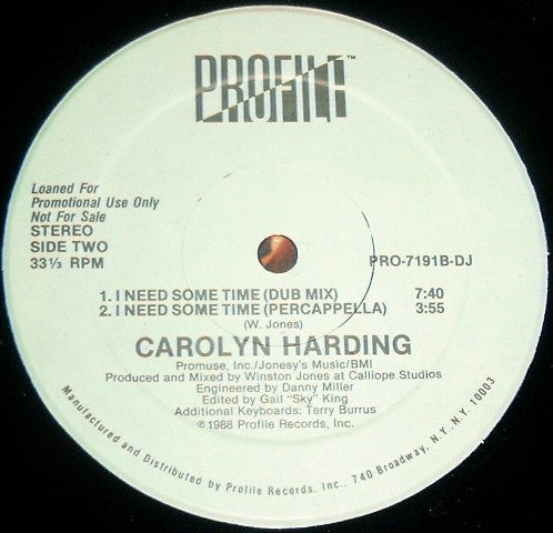 Carolyn Harding : I Need Some Time (12", Promo, Hau)