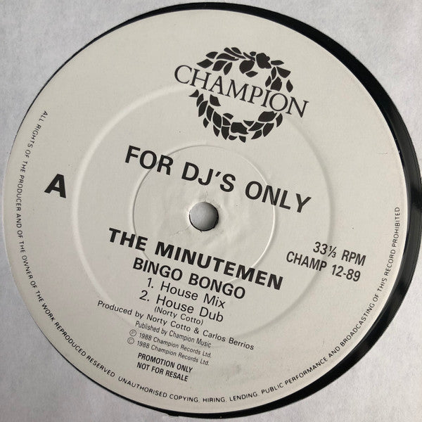 The Minutemen : Bingo Bongo (12", Promo)