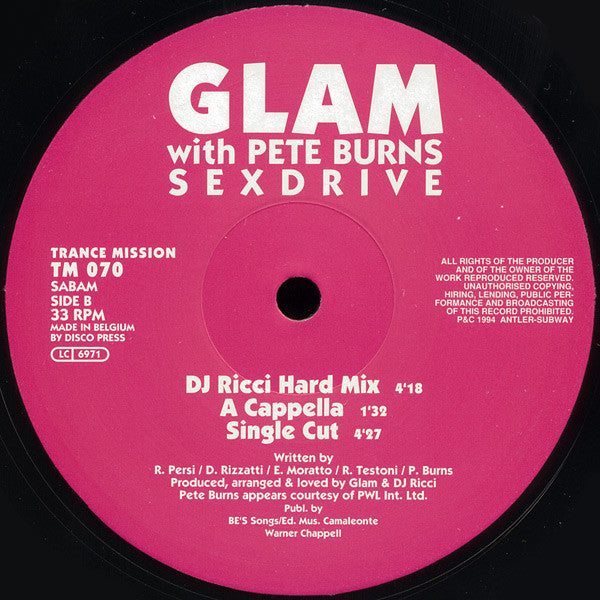 Glam With Pete Burns : Sex Drive (12")