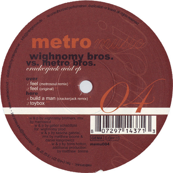 Wighnomy Bros.* Vs. Metro Bros. : Crackerjack Acid EP (12", EP)