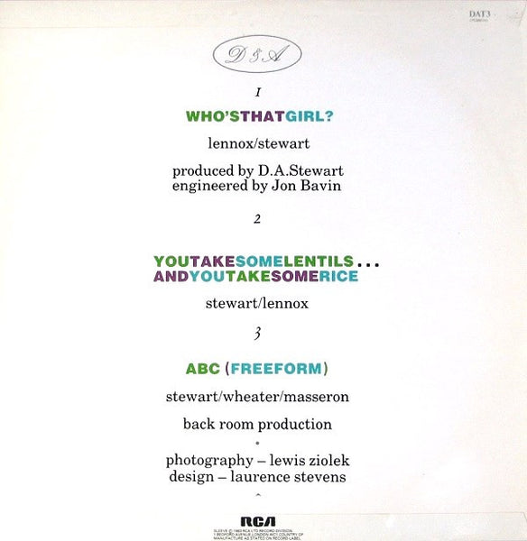 Eurythmics : Who's That Girl? (12", Single)